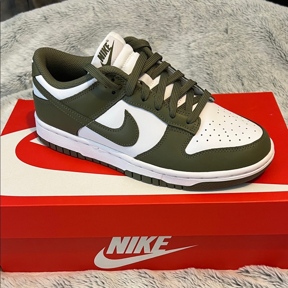 Nike dunk low olive and white